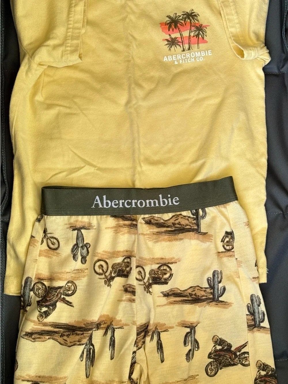 abercrombie kids Yellow Palm Desert Motorcycle Pajama Set
